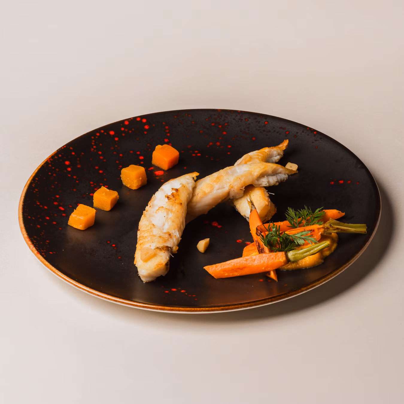 Grilled monkfish and pumpkin pur&eacute;e